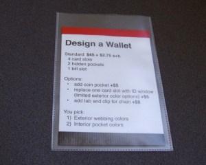 At Maker Faire, we'll give customers the opportunity to design their own wallet.